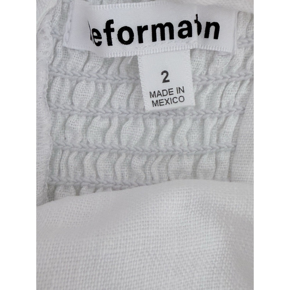 Reformation Women's White Tagliatelle Linen Dress Corset Top Lace Trim Sz 2 - Picture 7 of 8